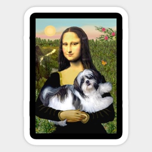 Mona Lisa and her Black and White Shih Tzu Sticker